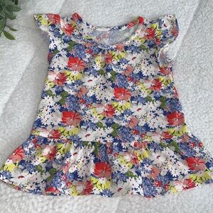 GAP Floral Peplum Top 18-24M Blue White Yellow Pink EUC